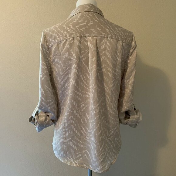 Chico's Multi Color Button Front Tab Sleeve Blouse - Picture 4 of 6